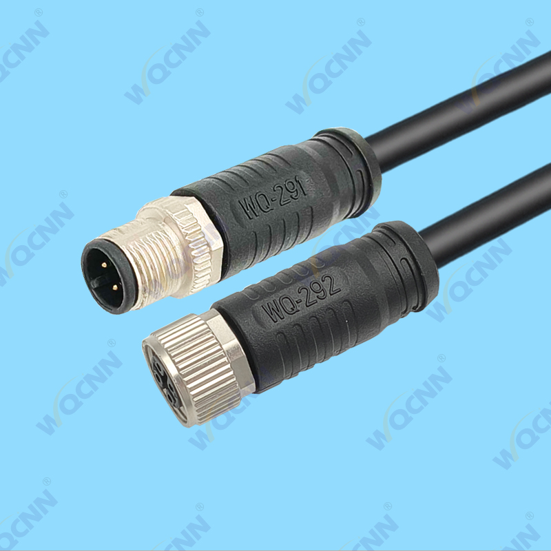 WQ-291公 WQ-292母 M12-4P 防水插头 直头非屏蔽款
