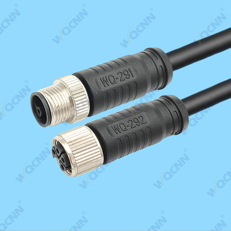 WQ-291公 WQ-292母 M12-4P 防水插头 直头非屏蔽款