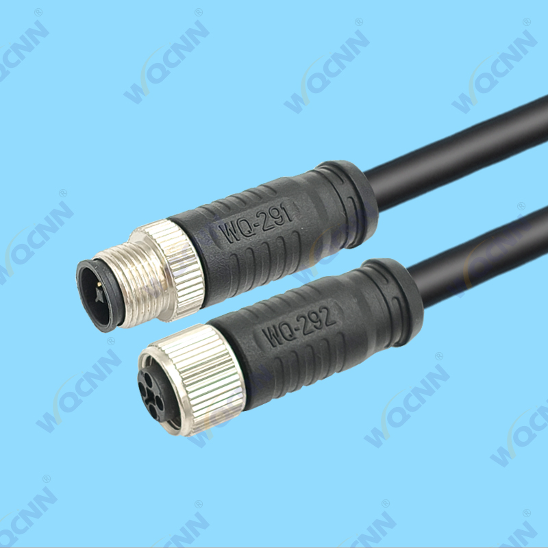 WQ-291公 WQ-292母 M12-4P 防水插头 直头非屏蔽款（A,C,L,T扣）