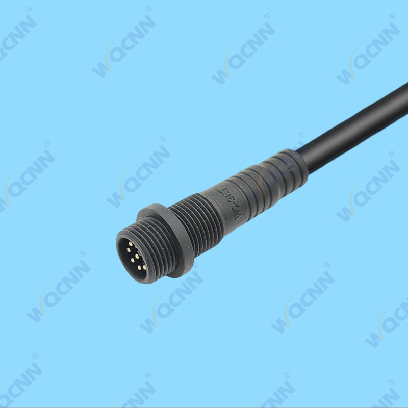 WQ-357 公 M12-2~8P  Y款 后锁 防水插头