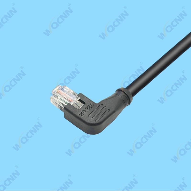 WQ-364 公  RJ45-8P8C水晶公 右弯（屏蔽+非屏蔽）