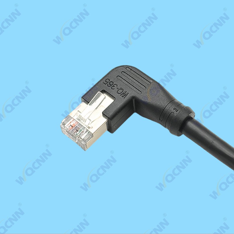 WQ-365  RJ45-8P8C水晶公，左弯（屏蔽+非屏蔽）