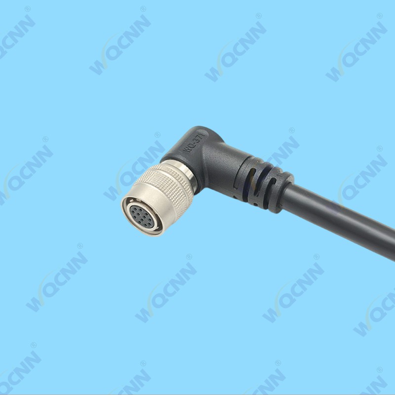 WQ-371  母  工业相机 M12-12P  防水插头弯头